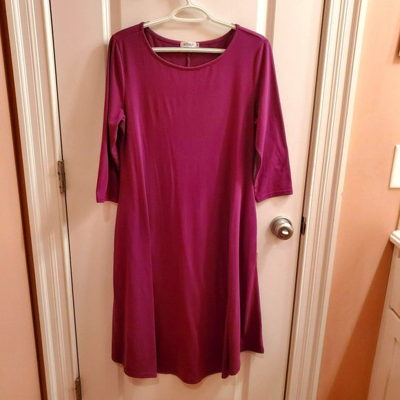Missky Women's Midi Swing Dress, Purple M, Relaxed Pullover with Pockets - Picture 1 of 6